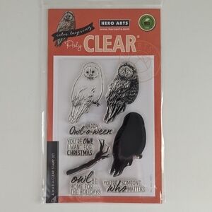 Hero Arts Halloween and Christmas Owl Color Layering Poly Clear stamp set